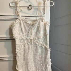 White Lace Hashtag Dress